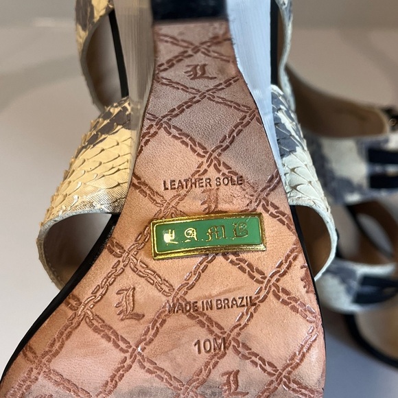 L.A.M.B. Black Grey & Snakeskin Heels with Multiple straps - Size 10 (fits 9) - Picture 14 of 16